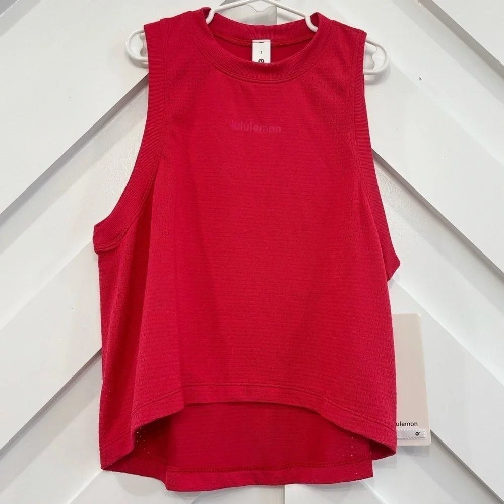 NWT Lululemon Swiftly High-Low Cropped Tank Top In Pink Dragonfruit Size 2